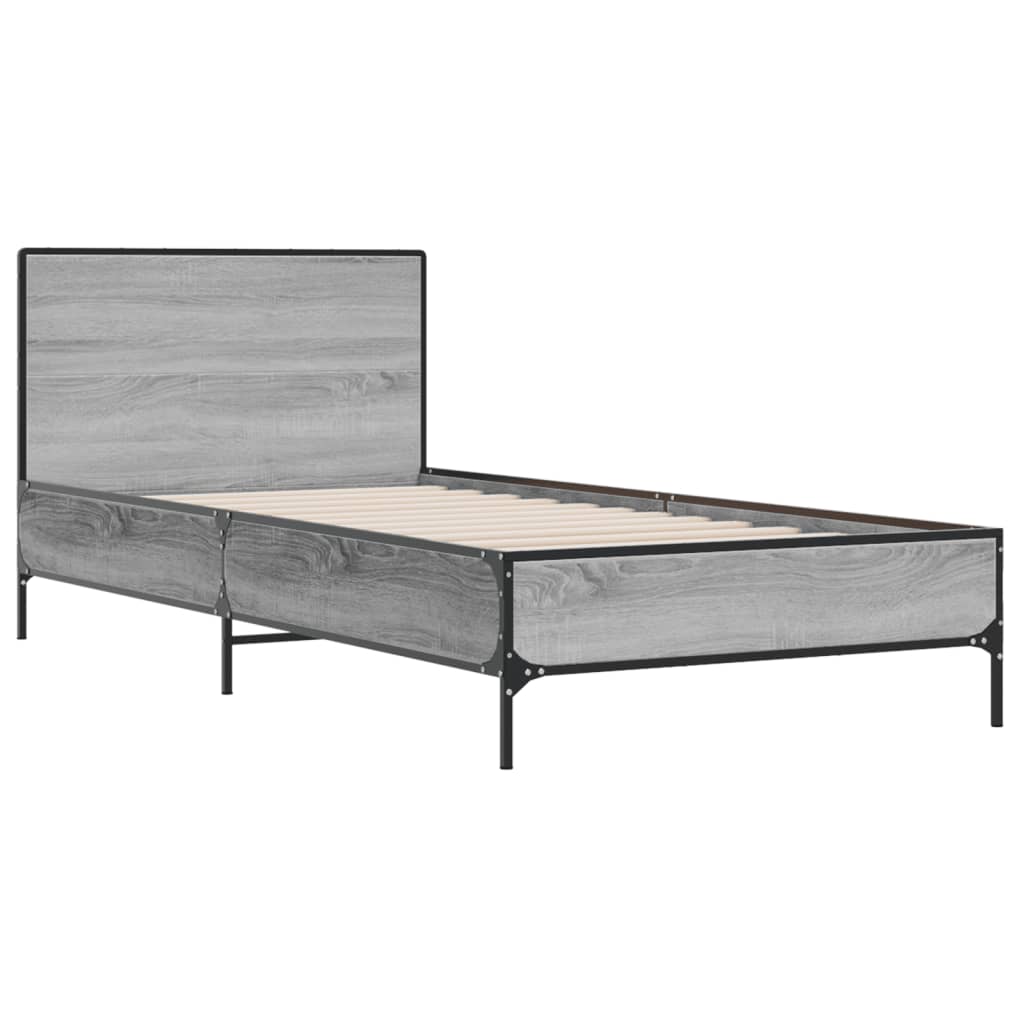 Bed Frame without Mattress Grey Sonoma 90x200 cm